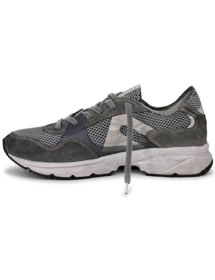 Spatarella Sneakers Uomo In Tessuto Tecnico Grigio Con Camoscio In Tinta E Suola Vibram