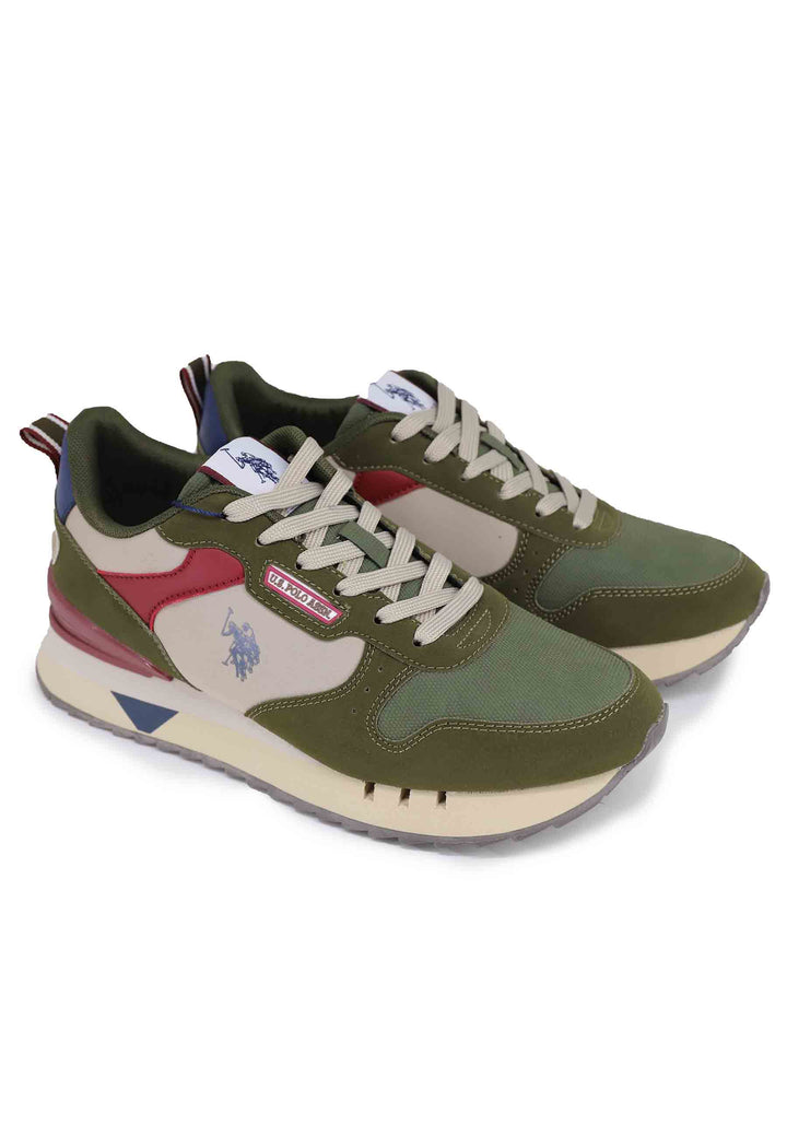 Spatarella Sneakers Uomo In Tessuto Verde Con Suola Alta
