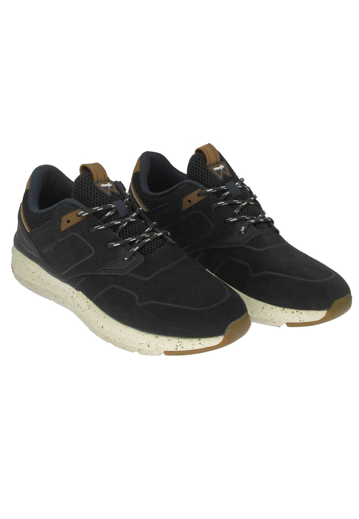 Spatarella Sneakers Uomo Pioneer Suede In Pelle Blu Con Suola Ultra Light E Memory Foam
