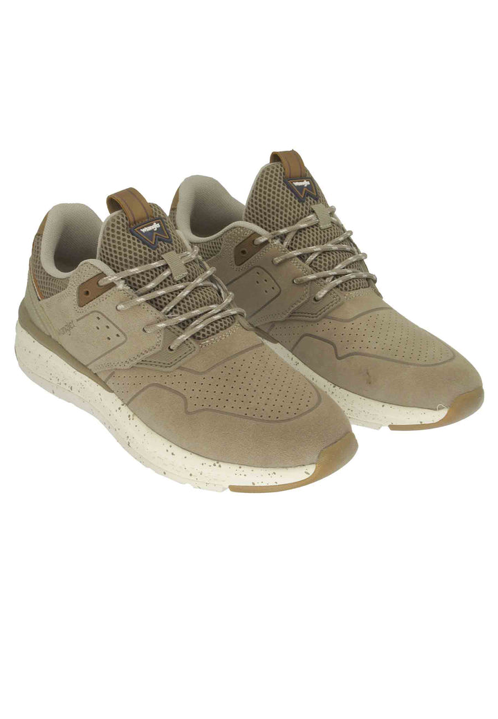 Spatarella Sneakers Uomo Pioneer Suede In Pelle Sabbia Con Suola Ultra Light E Memory Foam