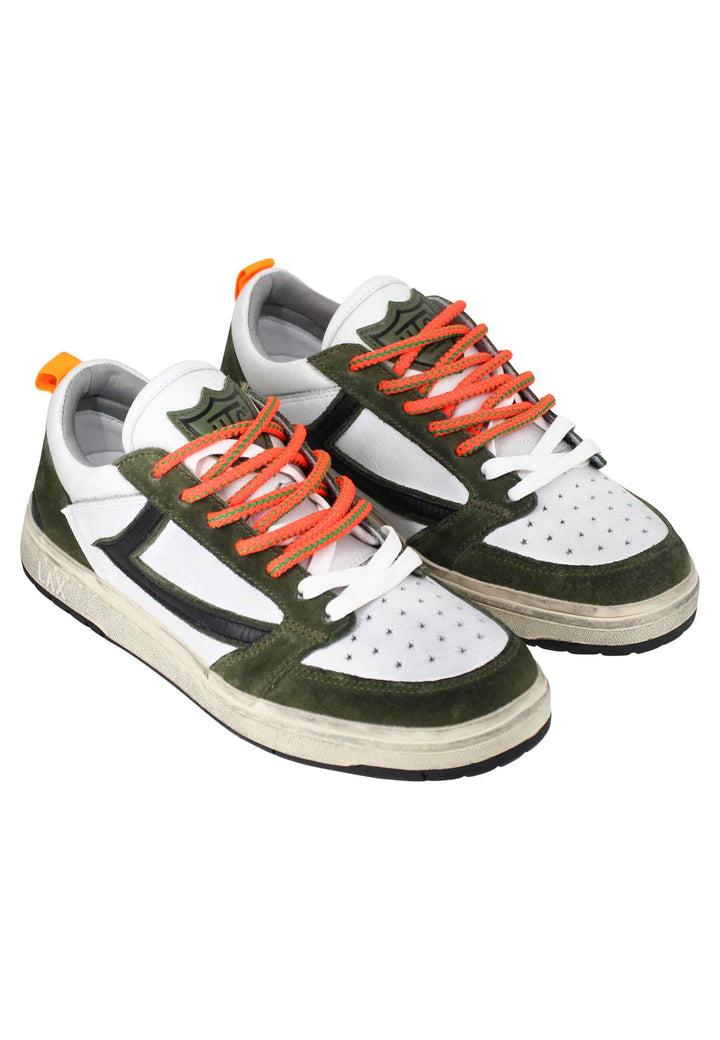 Spatarella Sneakers Uomo Starlight Classic In Pelle Bianca Con Riporti In Pelle Verde