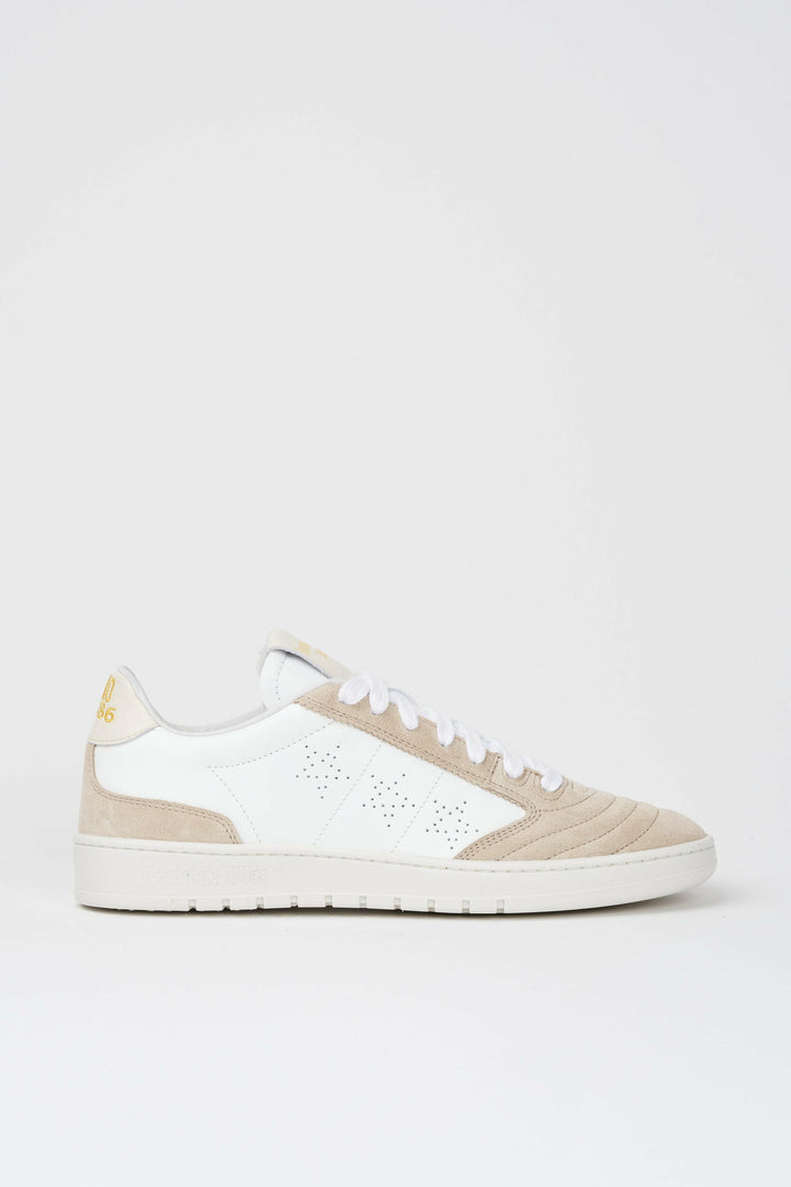 Spatarella Sneakers uomo Wembley in pelle bianca e camoscio beige