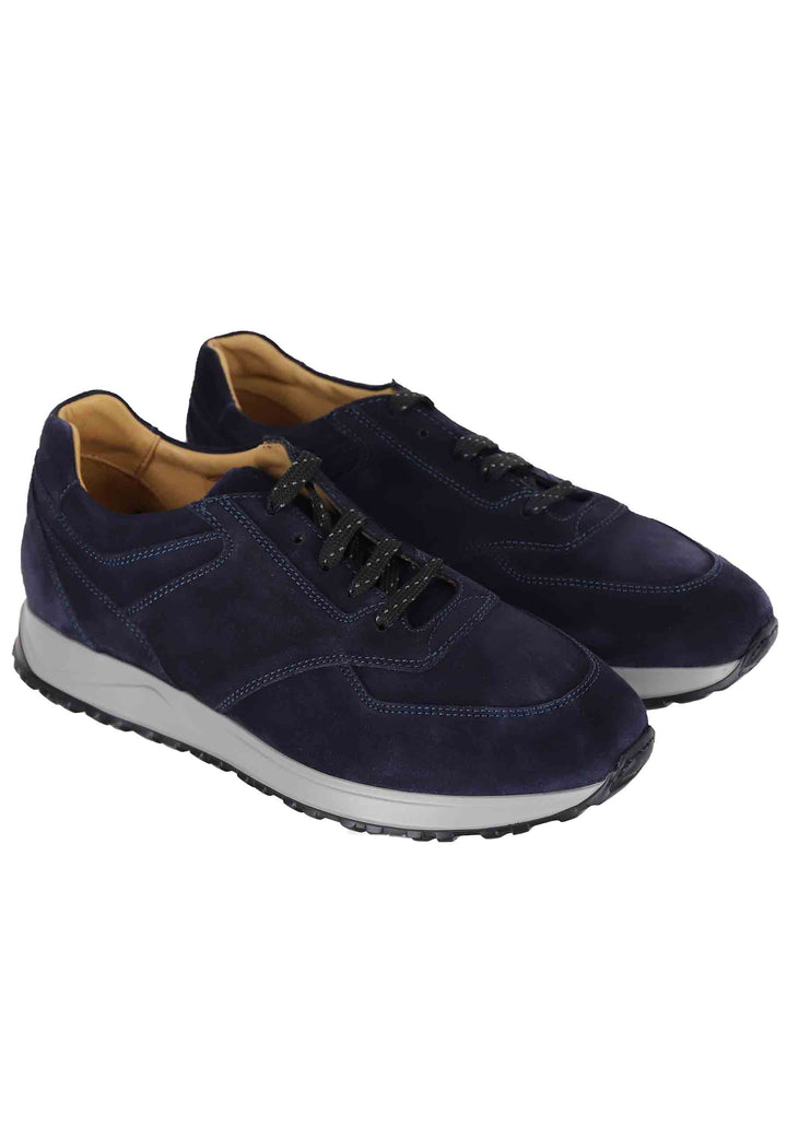 Spatarella Sneakes Da Uomo In Camoscio Blu Con Suola In Gomma