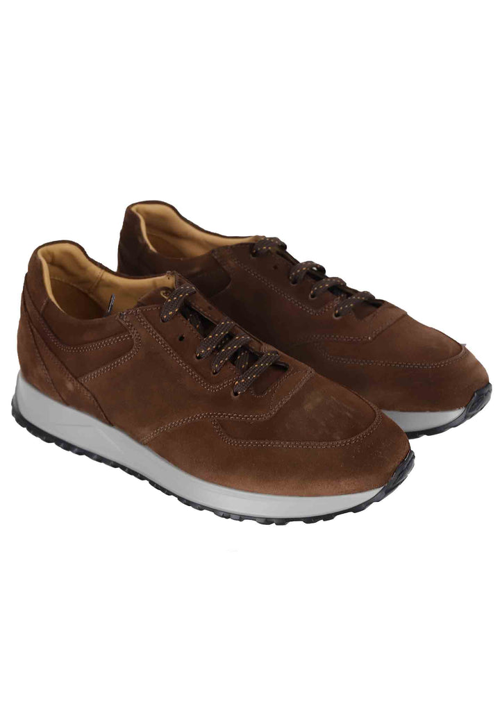 Spatarella Sneakes Da Uomo In Camoscio Marrone Con Suola In Gomma