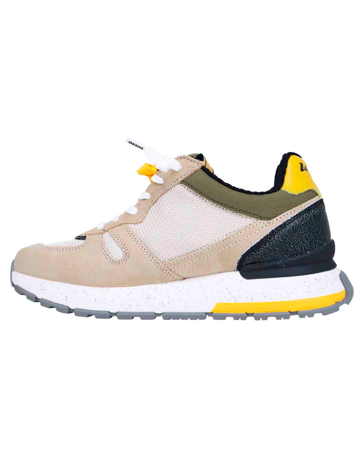 Spatarella Snekaers Uomo In Pelle E Tessuto Beige Tokyo Ginza