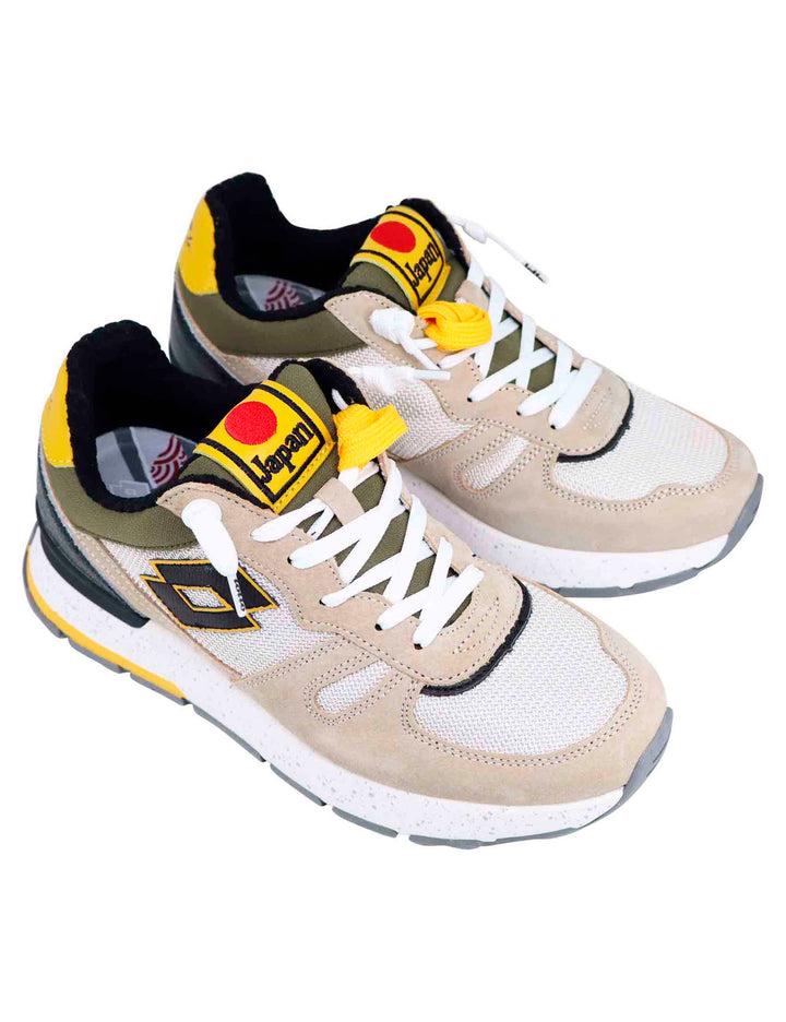 Spatarella Snekaers Uomo In Pelle E Tessuto Beige Tokyo Ginza