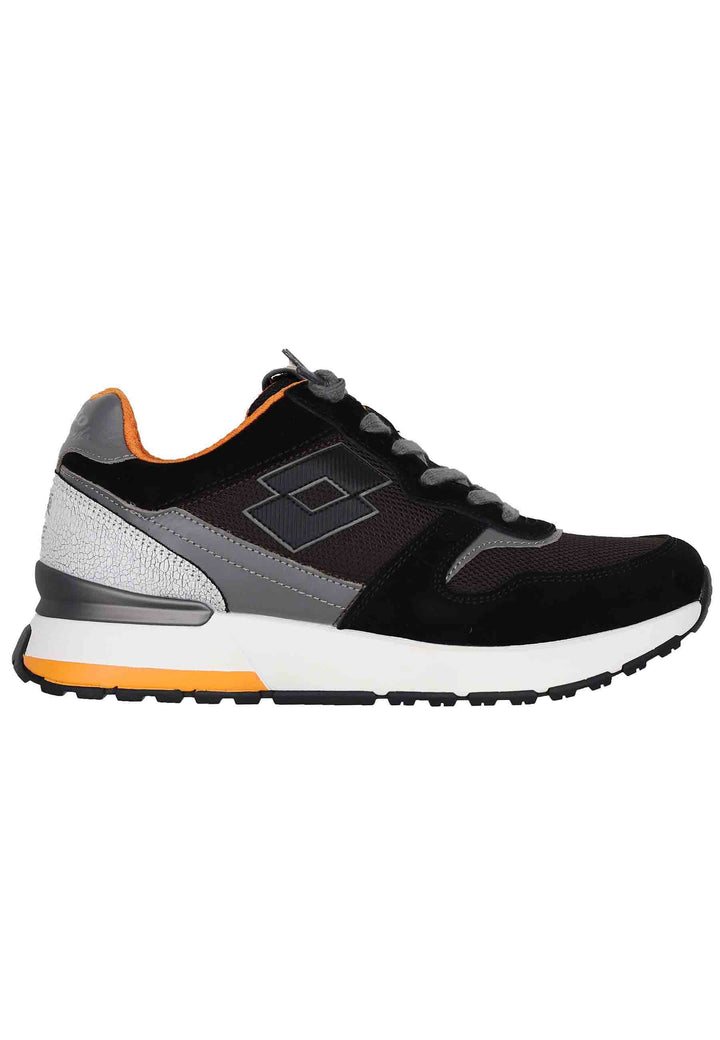 Spatarella Snekaers Uomo In Pelle E Tessuto Nero Tokyo Ginza