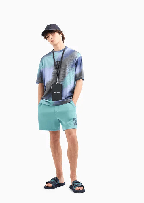 Spatarella Bermuda uomo in tessuto petrolio