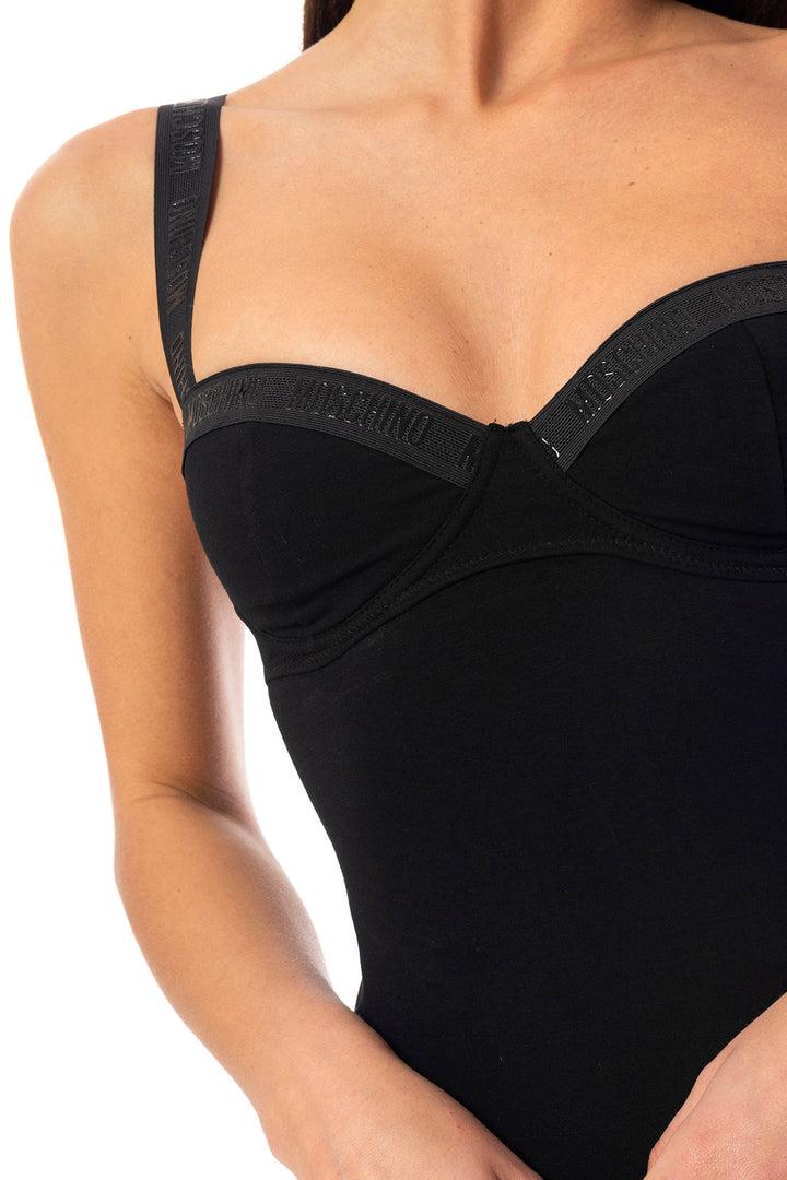 Spatarella Body donna in jersey cotone nero