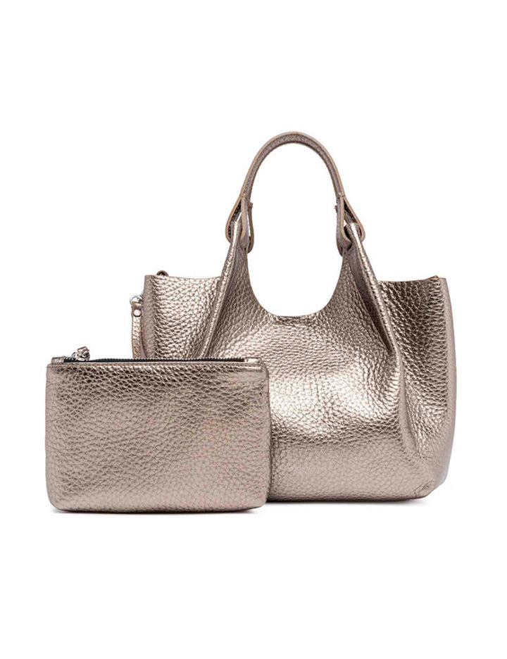 Spatarella Borsa Donna Mini Dua In Pelle Argento