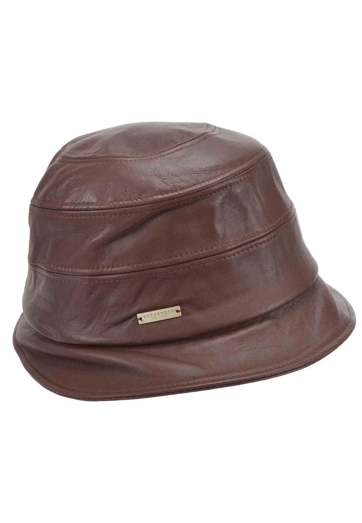 Spatarella Cappello cloche donna in pelle marrone