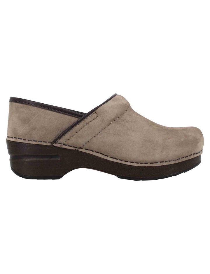 Spatarella Clogs donna Professional in nabuk taupe