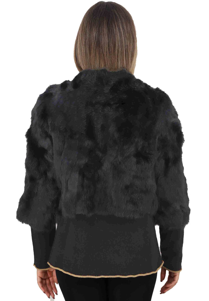 Spatarella Giacche Donna In Lapin Nero A Girocollo