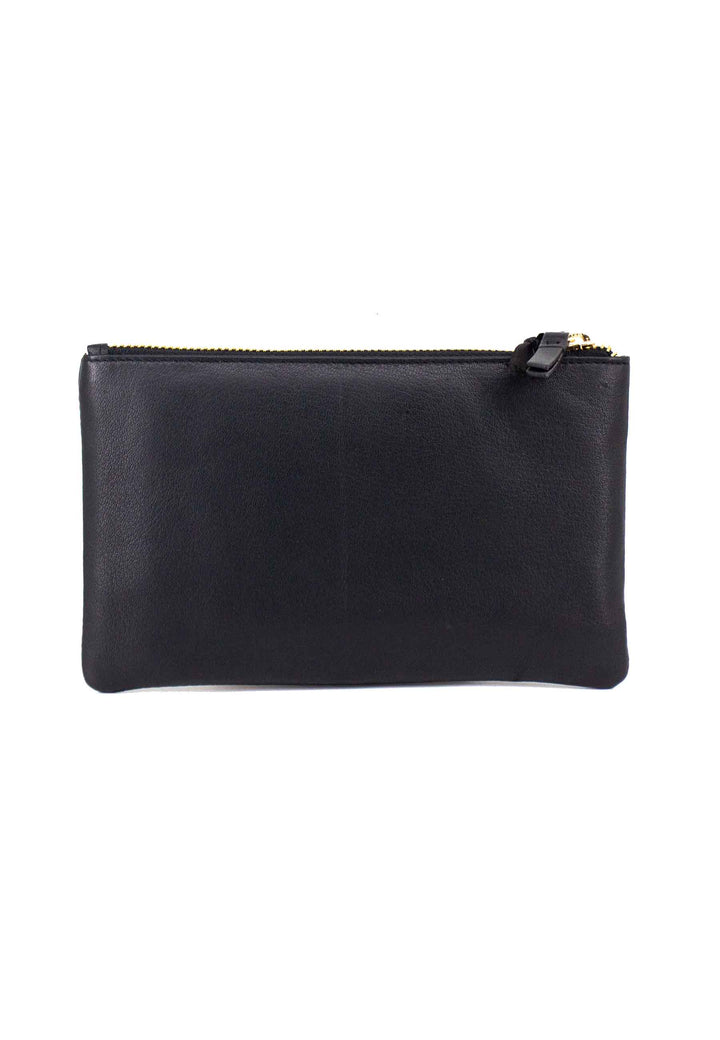 Spatarella Portafoglio Uomo Con Zip In Pelle Nera