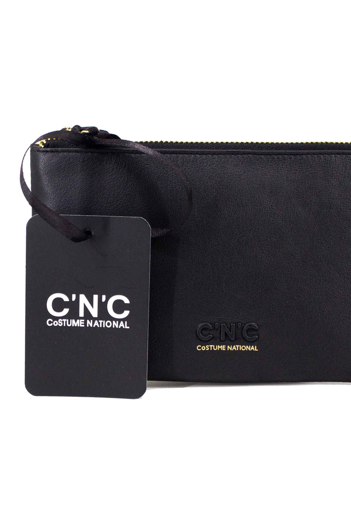 Spatarella Portafoglio Uomo Con Zip In Pelle Nera