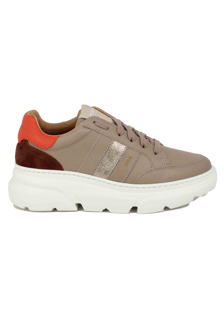 Spatarella Sneakers Da Donna In Pelle Taupe