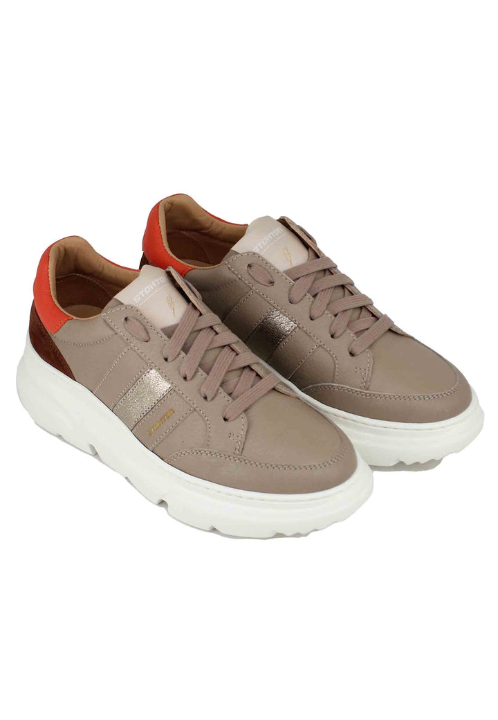 Spatarella Sneakers Da Donna In Pelle Taupe