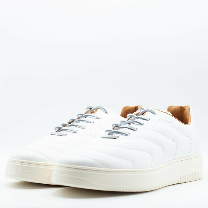 Spatarella Sneakers Da Uomo Bomber In Pelle Bianca