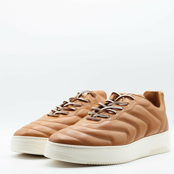 Spatarella Sneakers Da Uomo Bomber In Pelle Camel