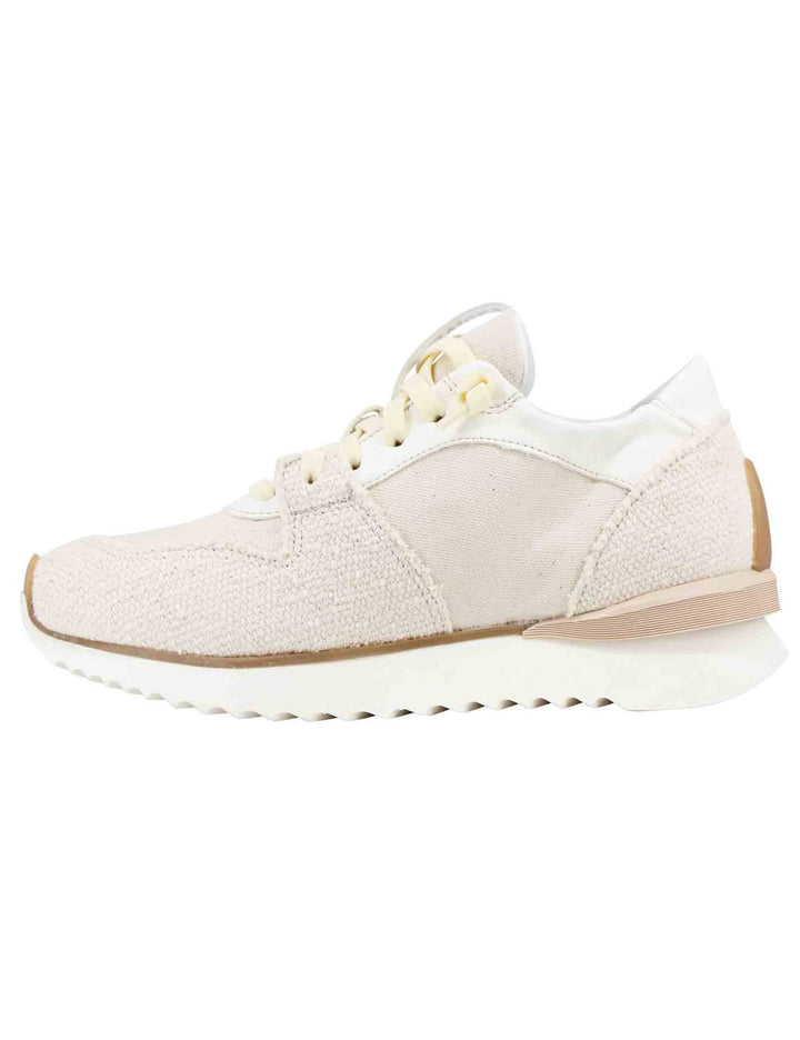 Spatarella Sneakers Donna In Pelle E Tessuto Beige