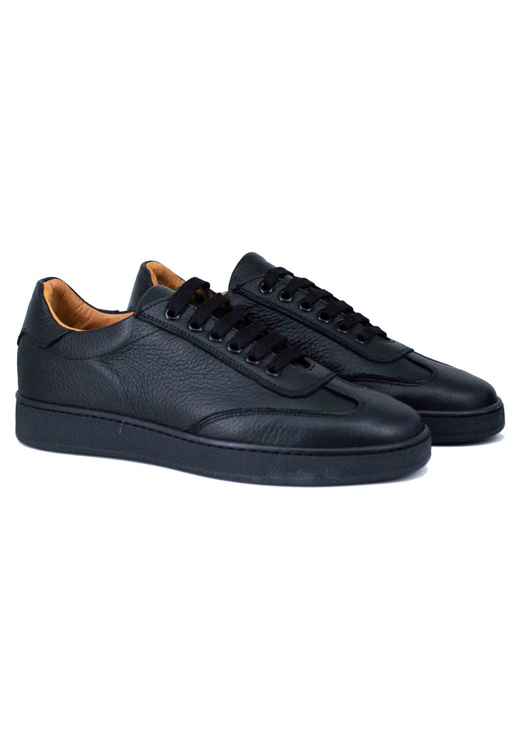 Spatarella Sneakers Uomo In Pelle Martellata Nera