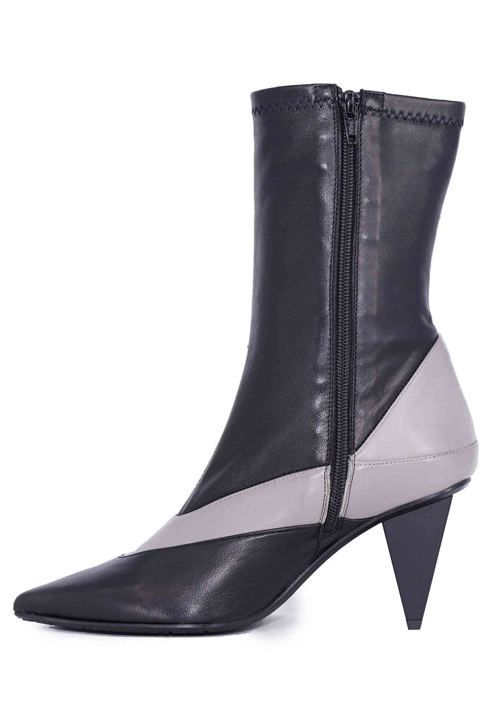 Spatarella Stivaletti Donna In Pelle Nera E Taupe