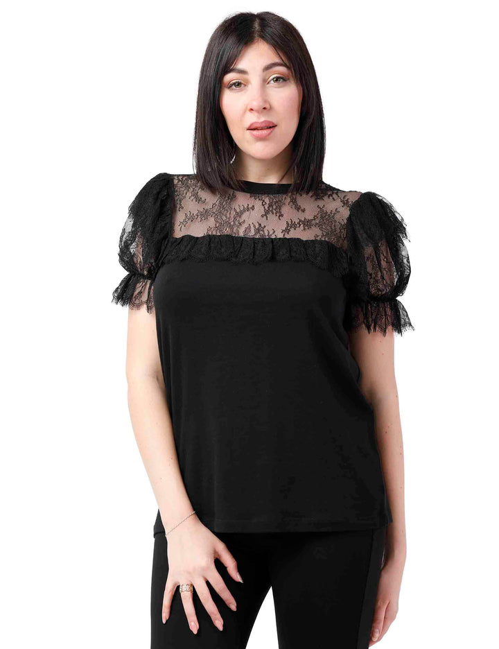 Spatarella T-shirt donna in cotone nero
