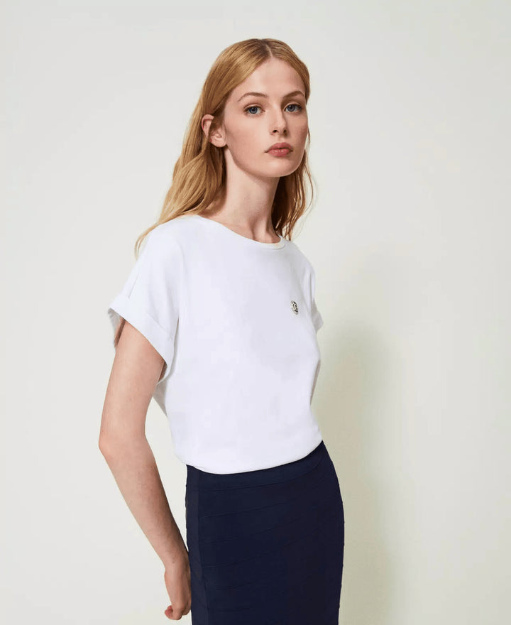 Spatarella T-shirt donna in jersey bianco