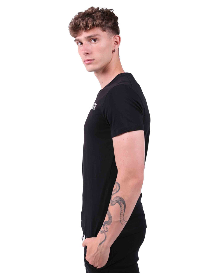 Spatarella T-Shirt uomo in cotone nero con stampa