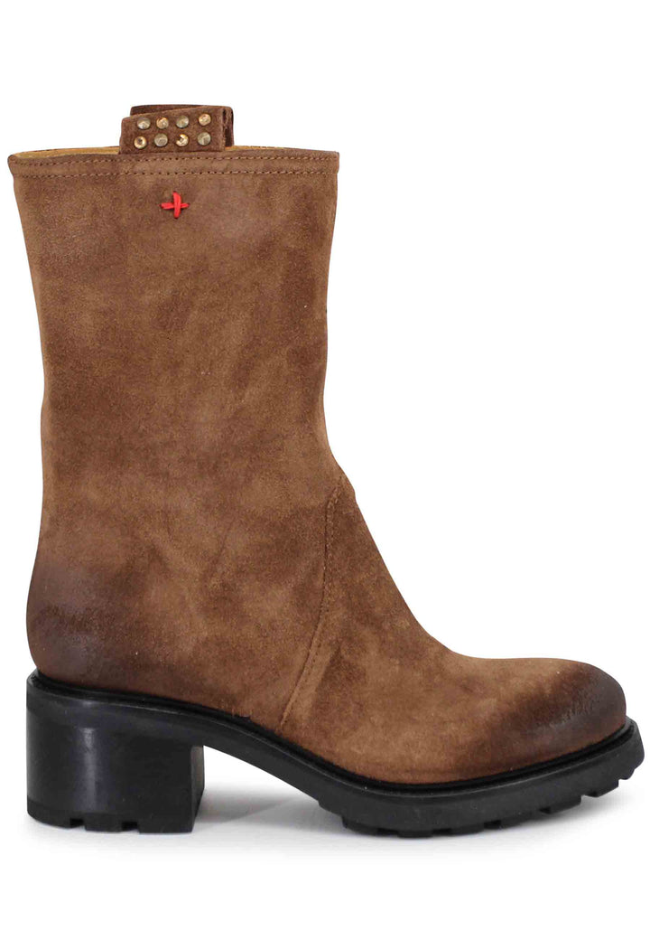 Spatarella Stivaletti anfibi donna in camoscio vintage cuoio