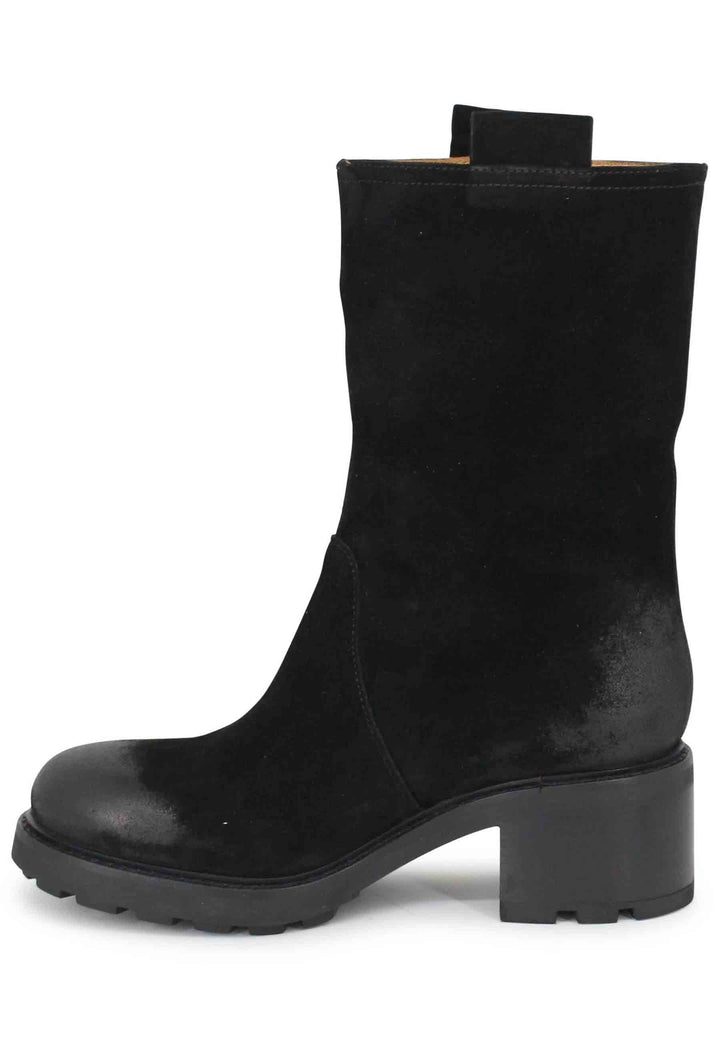 Spatarella Stivaletti Anfibi Donna In Camoscio Vintage Nero