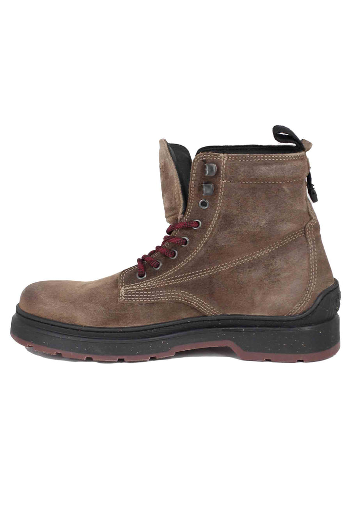 Spatarella Stivaletti Anfibi Uomo In Camoscio Vintage Taupe Red Rock Boot Suede