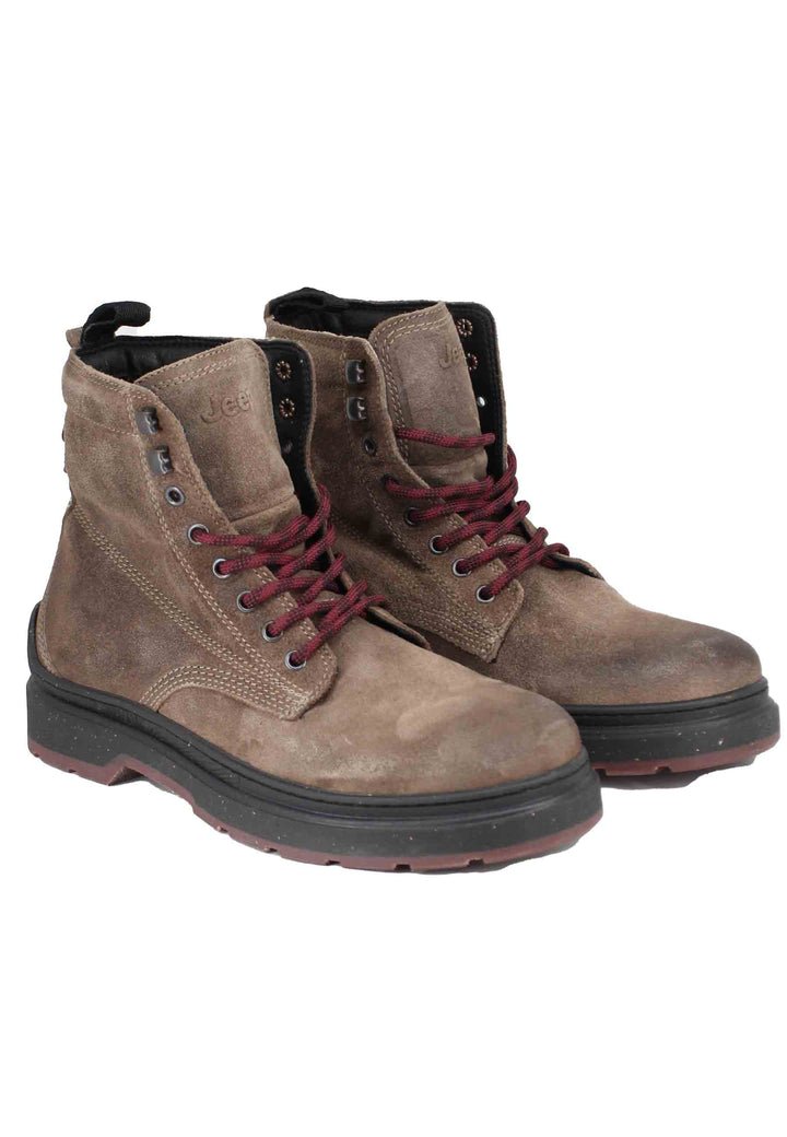 Spatarella Stivaletti Anfibi Uomo In Camoscio Vintage Taupe Red Rock Boot Suede