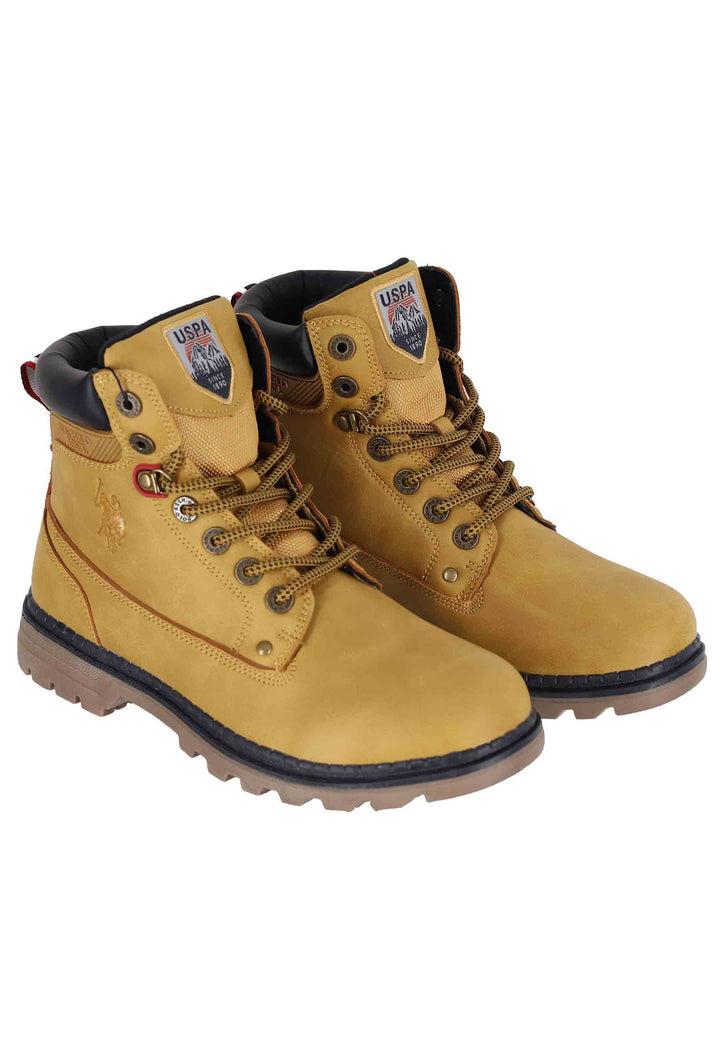 Spatarella Stivaletti Anfibi Uomo In Eco Pelle Miele Con Suola Carrarmato