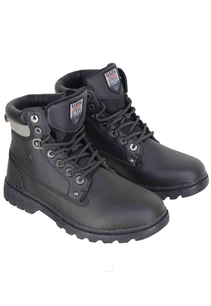 Spatarella Stivaletti Anfibi Uomo In Eco Pelle Nero Con Suola Carrarmato