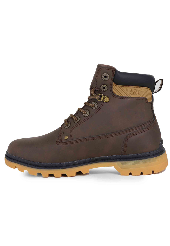 Spatarella Stivaletti Anfibi Uomo In Eco Pelle Testa Di Moro Con Suola Carrarmato