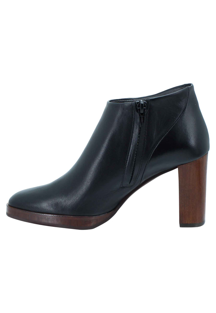 Spatarella Stivaletti Ankle Boot Donna In Pelle Nera Tacco Alto E Plateau