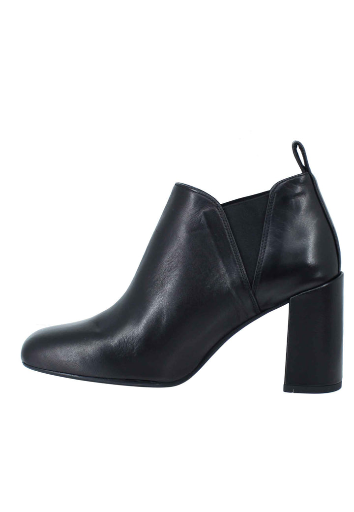 Spatarella Stivaletti Ankle Boot Donna In Pelle Nera Tacco Alto E Punta Quadra