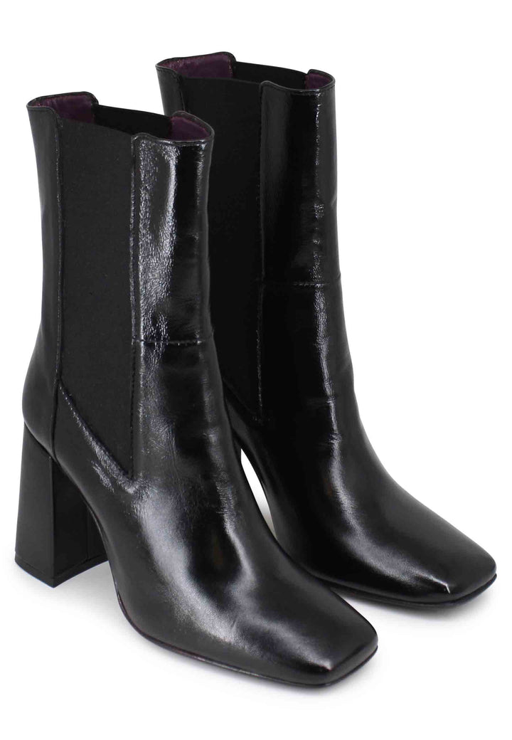 Spatarella Stivaletti Beatles Donna In Pelle Nera Con Tacco Alto