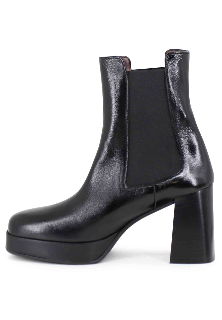 Spatarella Stivaletti Beatles Donna In Pelle Nera Con Tacco E Plateau