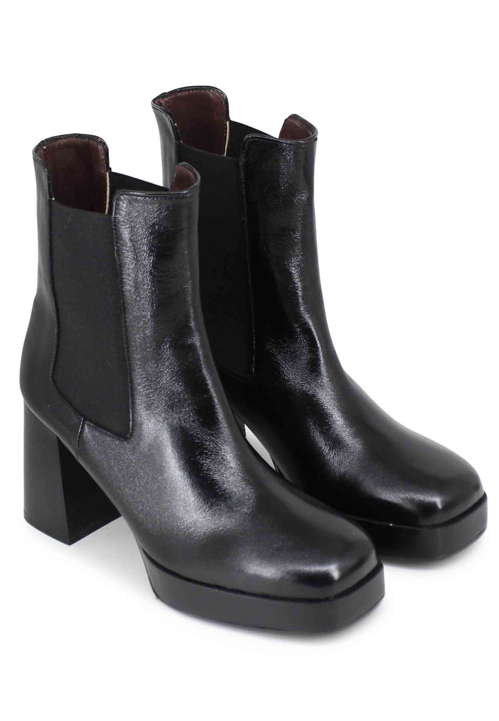 Spatarella Stivaletti Beatles Donna In Pelle Nera Con Tacco E Plateau