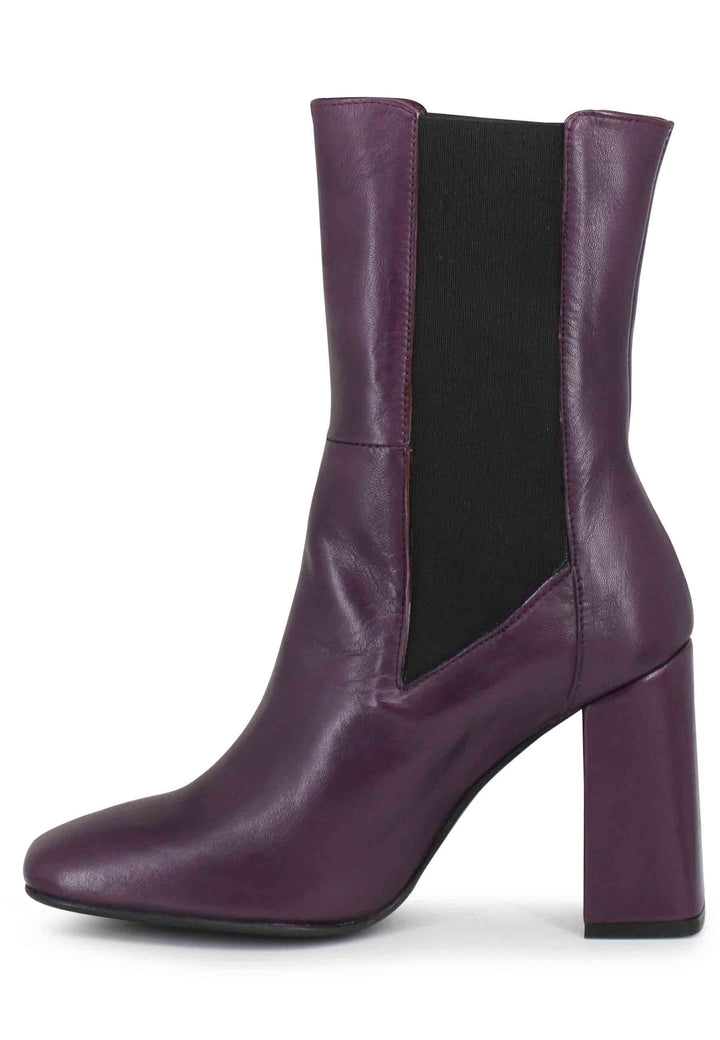 Spatarella Stivaletti Beatles Donna In Pelle Viola Con Tacco Alto