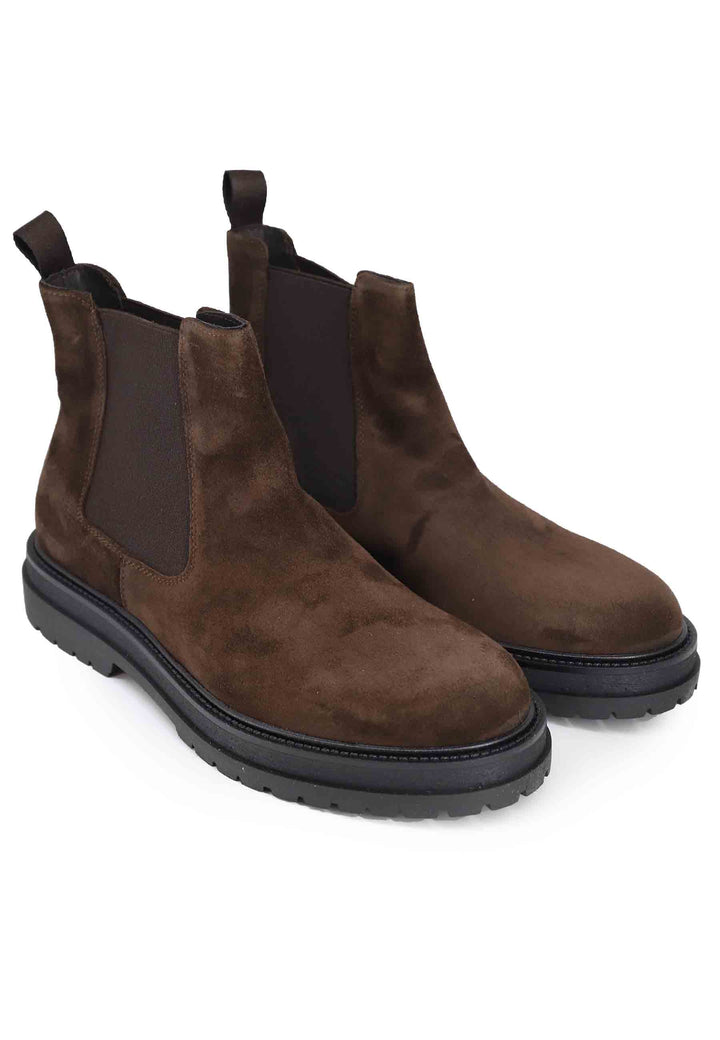 Spatarella Stivaletti Beatles Uomo In Camoscio Testa Di Moro Con Sola In Gomma