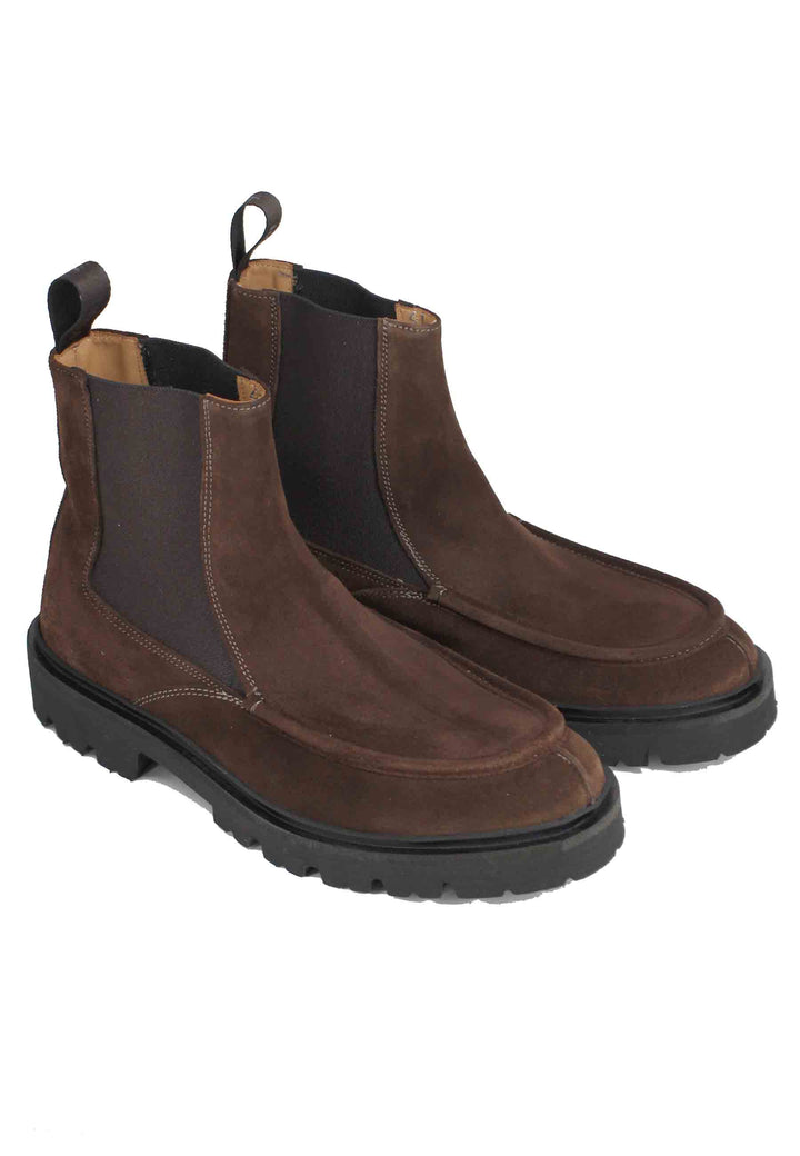 Spatarella Stivaletti Beatles Uomo In Camoscio Testa Di Moro Con Vaschetta Cucita