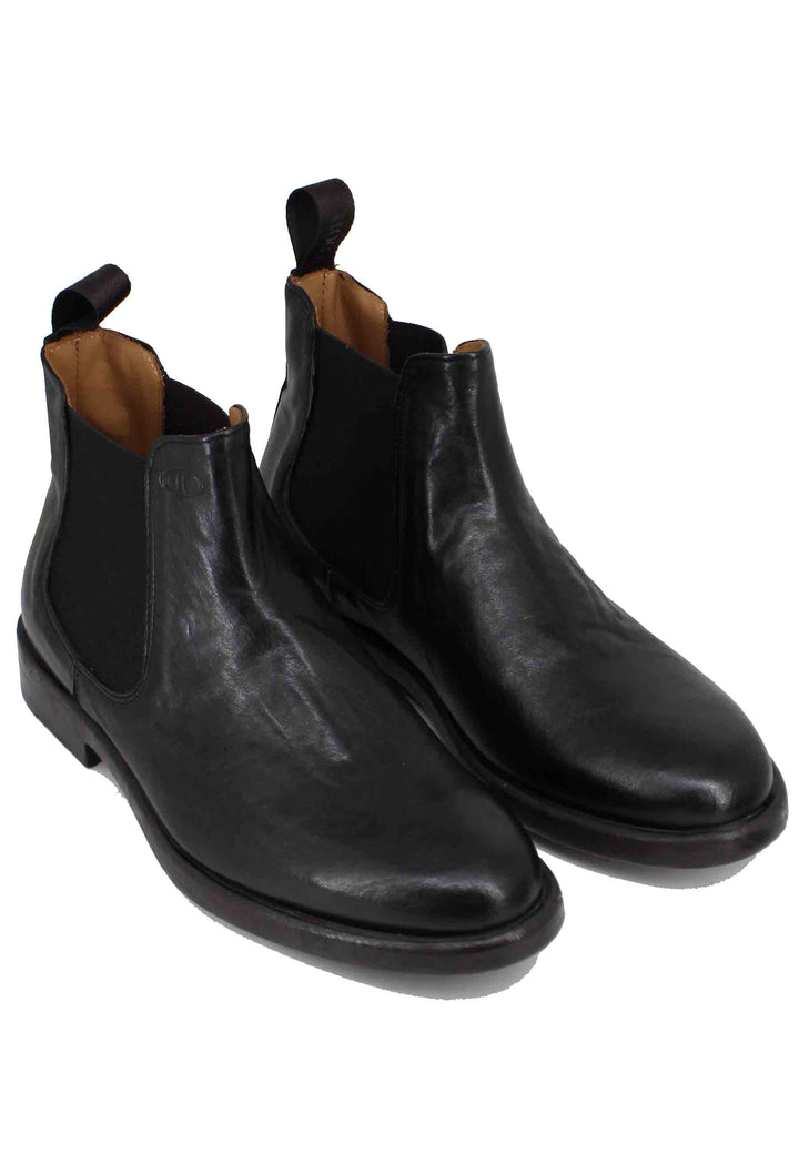 Spatarella Stivaletti Beatles Uomo In Pelle Nera Con Fondo Gomma