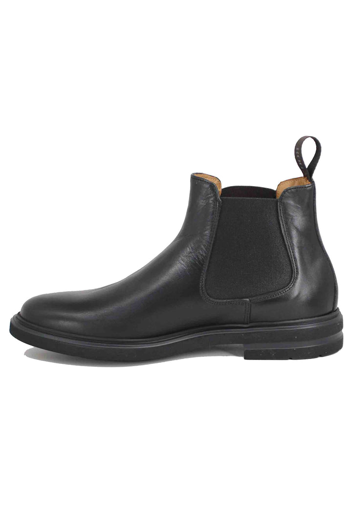 Spatarella Stivaletti Beatles Uomo In Pelle Nera Con Fondo Gomma