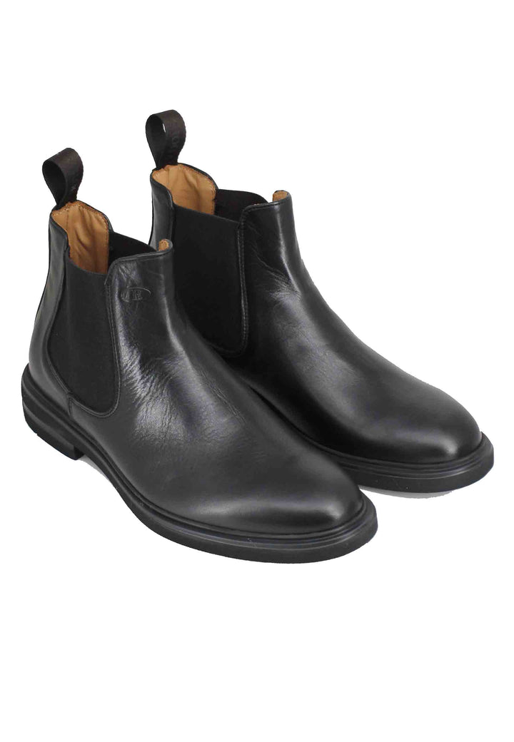 Spatarella Stivaletti Beatles Uomo In Pelle Nera Con Fondo Gomma