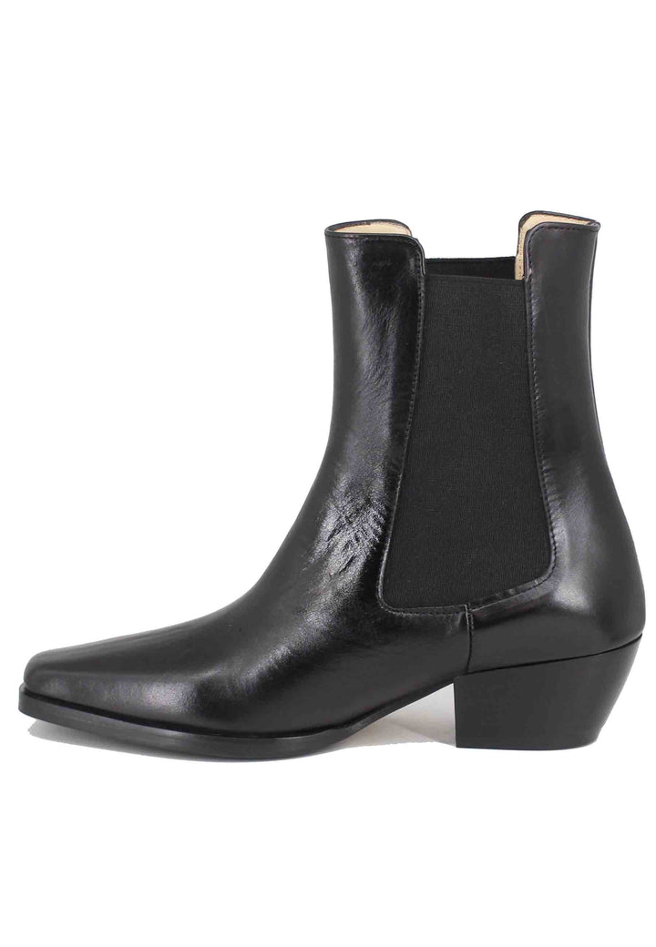 Spatarella Stivaletti Chelsea Boot Donna In Pelle Nera Punta Quadra