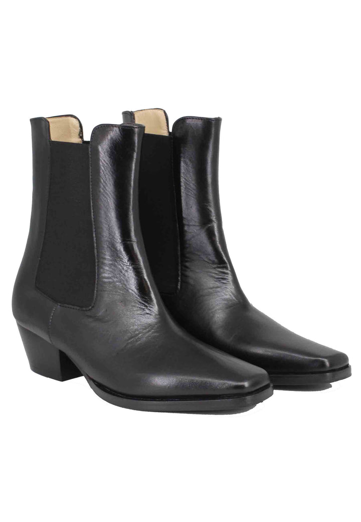 Spatarella Stivaletti Chelsea Boot Donna In Pelle Nera Punta Quadra