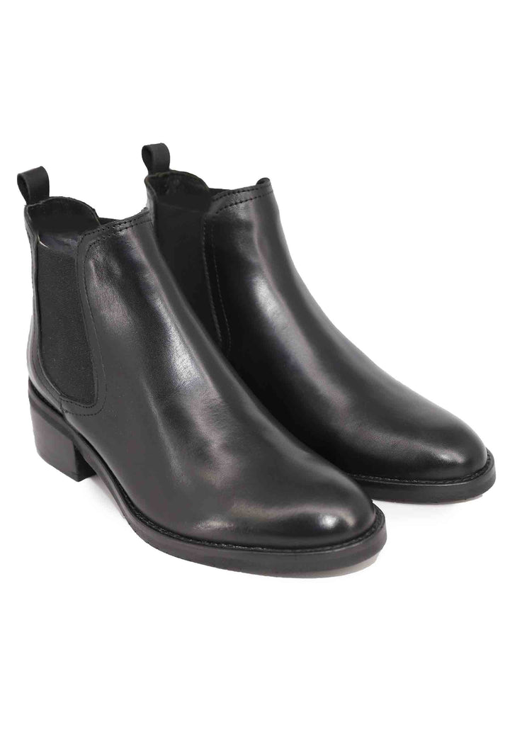 Spatarella Stivaletti Chelsea Boot In Pelle Nera Con Punta Tonda E Tacco Basso